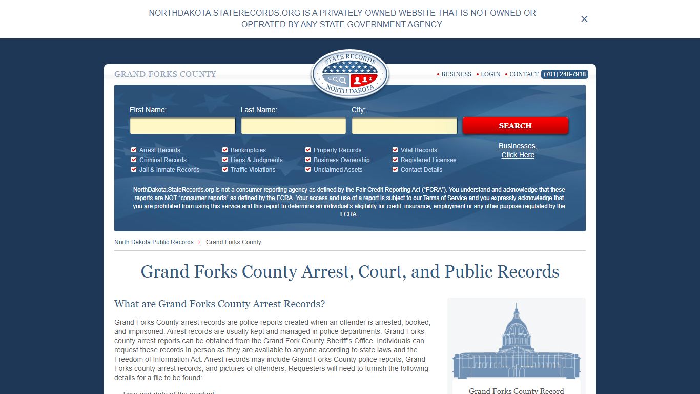 Grand Forks County Arrest, Court, and Public Records